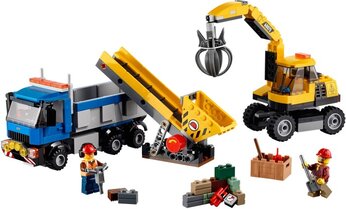 Excavator and Truck